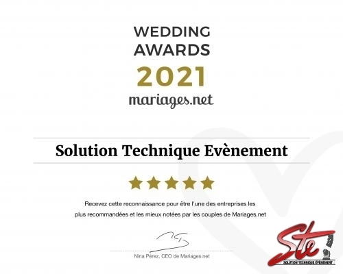 STE remporte le prix Wedding Award 2021 par Mariage.net ! - Prestataire mariage, séminaires et galas en Normandie