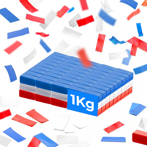 Télécharger le catalogue CONFETTIS RECTANGULAIRE PAPIER BLEU/BLANC/ROUGE  AU KG - évènementiel en Normandie