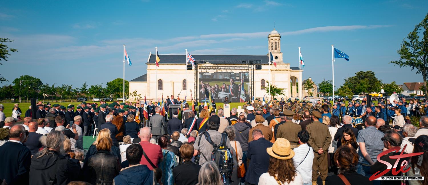 Cérémonie de commémoration à  Amfreville le 6 Juin 2024. - Solution Technique Evènement à Caen